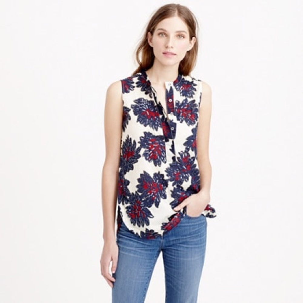 J. Crew Sleeveless Sequin Firework Floral Top